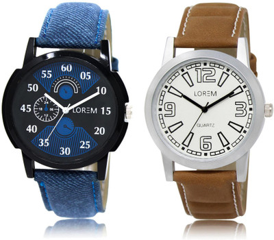 

LOREM LR2-15 COMBO White & Black Round Boy's Leather Watch - For Men