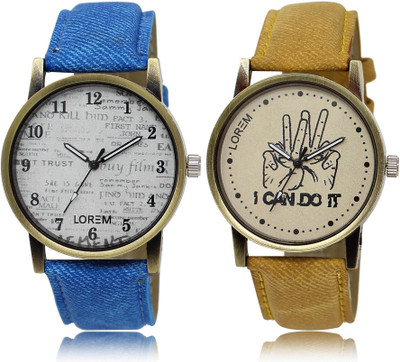 

LOREM LR28-30 COMBO Grey & White Round Boy's Leather Watch - For Men
