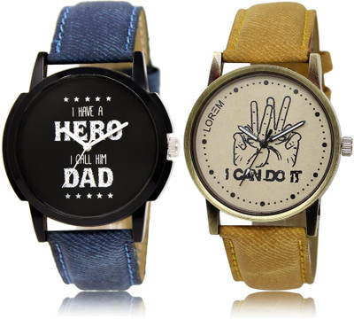 

LOREM LR7-30 COMBO Grey & Black Round Boy's Leather Watch - For Men