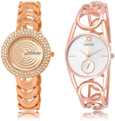 

LOREM LR202-213 COMBO Multicolor Round Girl's Metal Bracelet Watch - For Women