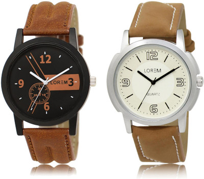 

LOREM LR1-16 COMBO White & Black Round Boy's Leather Watch - For Men