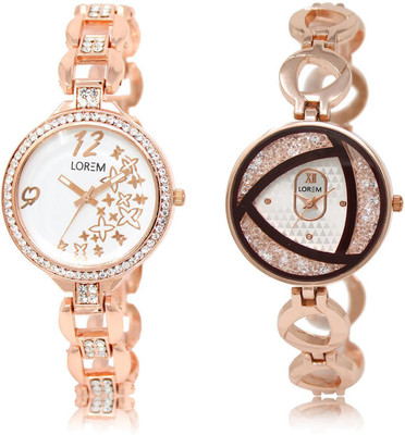 

LOREM LR210-238 COMBO Silver & White Round Girl's Metal Bracelet Watch - For Women