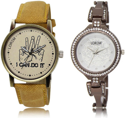 

LOREM LR30-236 COMBO Silver & Grey Round Boy's & Girl's Metal Bracelet & Leather Watch - For Men & Women