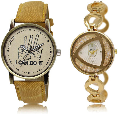 

LOREM LR30-239 COMBO Silver & Grey Round Boy's & Girl's Metal Bracelet & Leather Watch - For Men & Women
