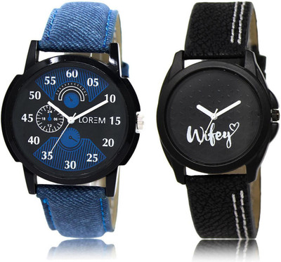 

LOREM LR2-234 COMBO Black Round Boy's & Girl's Leather Watch - For Men & Women