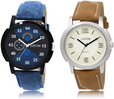 

LOREM LR2-16 COMBO White & Black Round Boy's Leather Watch - For Men