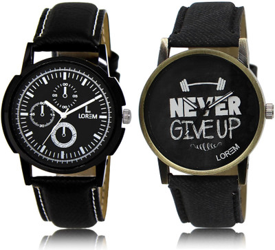 

LOREM LR13-27 COMBO Black Round Boy's Leather Hybrid Watch - For Men