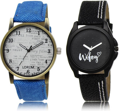 

LOREM LR28-234 COMBO Black & White Round Boy's & Girl's Leather Watch - For Men & Women