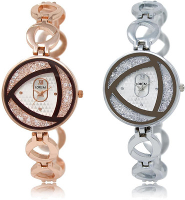 

LOREM LR238-240 COMBO White Round Girl's Metal Bracelet Watch - For Women