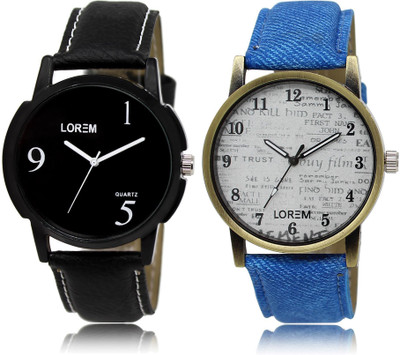 

LOREM LR6-28 COMBO White & Black Round Boy's Leather Watch - For Men