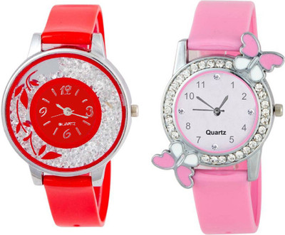 

Rage Enterprise New Stylish Red Movable Diamond Pink Butterfly Dial Men & Women Watch - For Girls