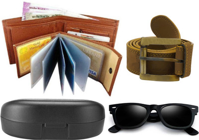 

Peacock Mundkar Wallet, Belt Combo(Tan, Black, Yellow)