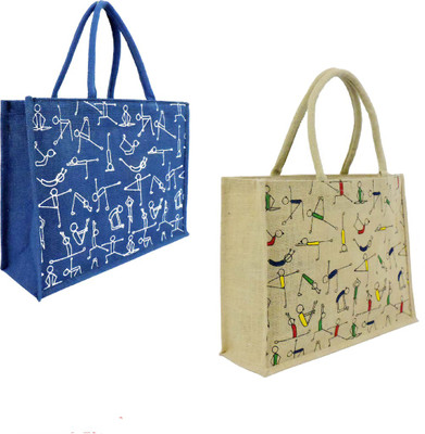 

EWB Blue Yoga Print Bag&Natural Yoga Print Bag Multipurpose Bag(Blue, Brown, 5 L)