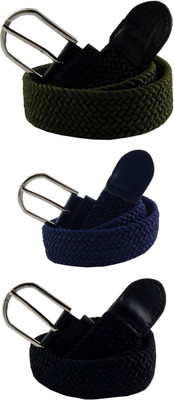 

ELS Men & Women Casual, Evening Green, Blue, Black Canvas, Fabric, Synthetic Belt, Black;blue;green