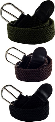 

ELS Men & Women Casual, Evening Green, Brown, Black Canvas, Fabric, Synthetic Belt, Black;brown;green