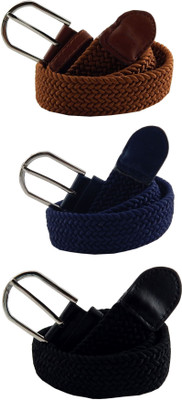 

ELS Men & Women Casual, Evening Multicolor Canvas, Fabric, Synthetic Belt, Black;blue;khaki