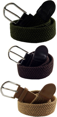 

ELS Men & Women Casual, Evening Multicolor Canvas, Fabric, Synthetic Belt, Beige;brown;green