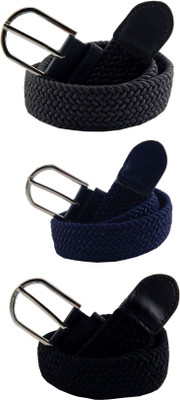 

ELS Men & Women Casual, Evening Multicolor Canvas, Fabric, Synthetic Belt, Black;blue;grey