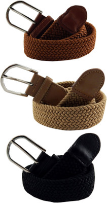 

ELS Men & Women Casual, Evening Khaki, Beige, Black Canvas, Fabric, Synthetic Belt, Beige;black;khaki