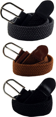 

ELS Men & Women Casual, Evening Multicolor Canvas, Fabric, Synthetic Belt, Black;grey;khaki