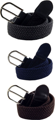 ELS Men & Women Casual, Evening Grey, Blue, Brown Canvas, Fabric, Synthetic Belt, Blue;brown;grey