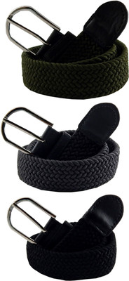 

ELS Men & Women Casual, Evening Green, Grey, Black Canvas, Fabric, Synthetic Belt, Black;green;grey