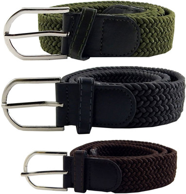 

ELS Men & Women Casual, Evening Green, Grey, Brown Canvas, Fabric, Synthetic Belt, Brown;green;grey
