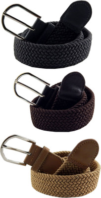

ELS Men & Women Casual, Evening Multicolor Canvas, Fabric, Synthetic Belt, Beige;brown;grey
