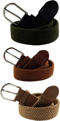 

ELS Men & Women Casual, Evening Multicolor Canvas, Fabric, Synthetic Belt, Beige;green;khaki