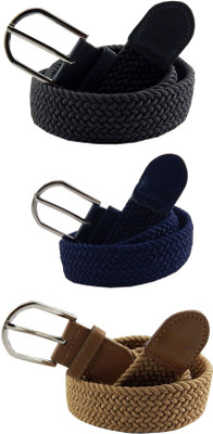 

ELS Men & Women Casual, Evening Grey, Blue, Beige Canvas, Fabric, Synthetic Belt, Beige;blue;grey