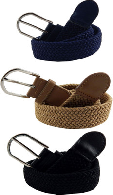 

ELS Men & Women Casual, Evening Blue, Beige, Black Canvas, Fabric, Synthetic Belt, Beige;black;blue