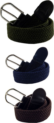 

ELS Men & Women Casual, Evening Green, Blue, Brown Canvas, Fabric, Synthetic Belt, Blue;brown;green