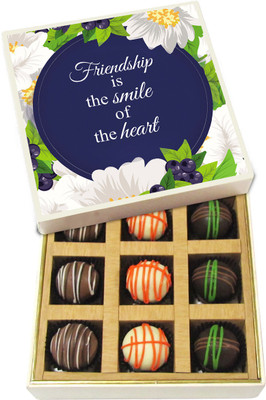 

Chocholik Friendship Is the Smile of the Heart - Dark, Milk, White Chocolate Truffles - 9pc Truffles(135 g)