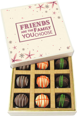 

Chocholik Friends Are the Family You Choose - Dark, Milk, White Chocolate Truffles - 9pc Truffles(135 g)
