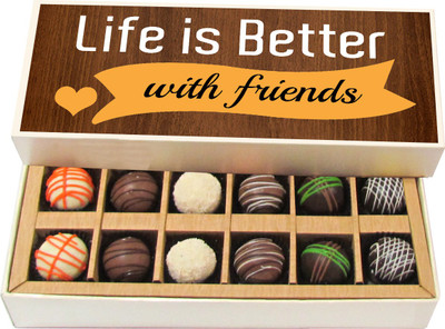 

Chocholik Friends Makes Life Better - Dark, Milk, White Chocolate Truffles - 12pc Truffles(180 g)