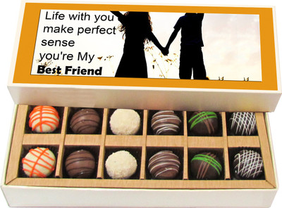 Chocholik Life With You Make Perfect Sense You're - Dark, Milk, White Chocolate Truffles - 12pc Truffles(180 g)