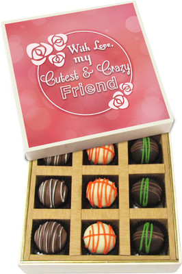 

Chocholik With Love, My Cutest & Crazy Friend - Dark, Milk, White Chocolate Truffles - 9pc Truffles(135 g)