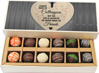 

Chocholik Friendship Gift - Fun and Laughter Made Us Friends - Dark, Milk, White Chocolate - 12pc Truffles(180 g)
