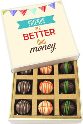 

Chocholik Friend Are Better Than Money - Dark, Milk, White Chocolate Truffles - 9pc Truffles(135 g)