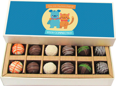 

Chocholik You Are My Best Friend Stay Connected - Dark, Milk, White Chocolate Truffles - 12pc Truffles(180 g)