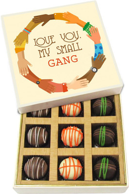 

Chocholik Love You, My Small Gang - Dark, Milk, White Chocolate Truffles - 9pc Truffles(135 g)