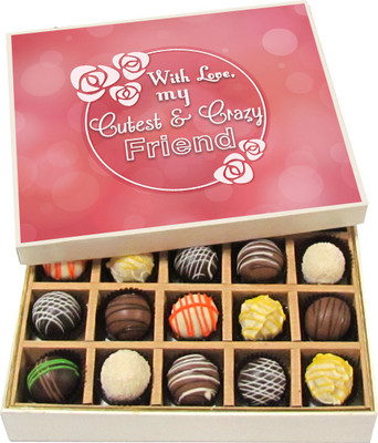 

Chocholik With Love, My Cutest & Crazy Friend - Dark, Milk, White Chocolate Truffles - 20pc Truffles(300 g)