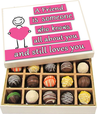 

Chocholik A Friend Is Someone Who Knows All About You - Dark, Milk, White Chocolate Truffles - 20pc Truffles(300 g)