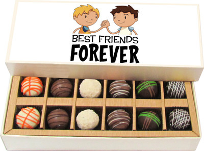 Chocholik Friendship Gift - Best Friends Forever - Dark, Milk, White Chocolate - 12pc Truffles(180 g)