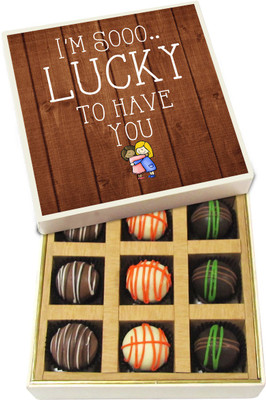 

Chocholik I Am So Lucky To Have You - Dark, Milk, White Chocolate Truffles - 9pc Truffles(135 g)