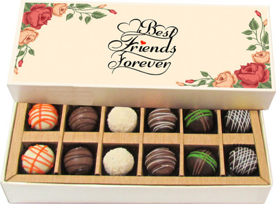 

Chocholik Friendship Gift - Best Friend Forever - Dark, Milk, White Chocolate - 12pc Truffles(180 g)