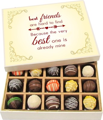 

Chocholik Friendship Gift - Best Friends Are Hard To Find - Dark, Milk, White Chocolate - 20pc Truffles(300 g)