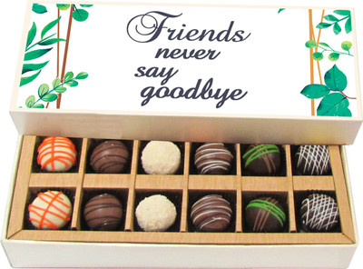 

Chocholik Friends Never Say Goodbye - Dark, Milk, White Chocolate Truffles - 12pc Truffles(180 g)