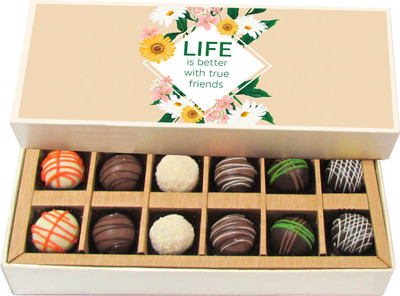 

Chocholik Life Is Better With True Friends - Dark, Milk, White Chocolate Truffles - 12pc Truffles(180 g)