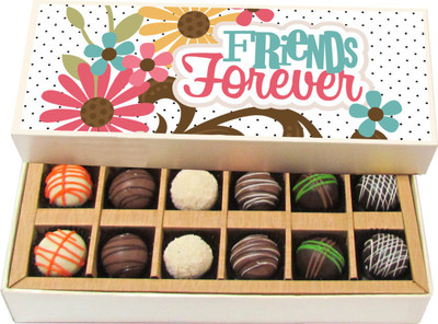 

Chocholik Friendship Gift - Friend Forever - Dark, Milk, White Chocolate - 12pc Truffles(180 g)